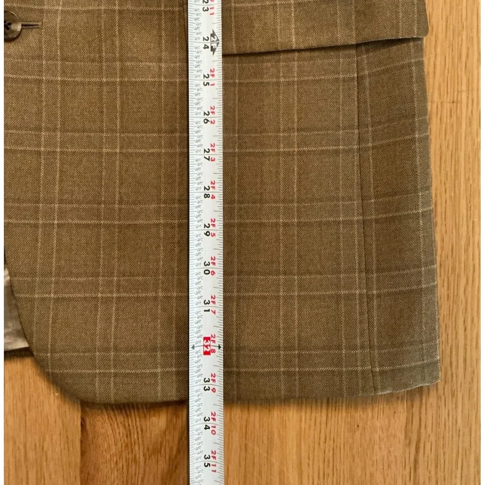 Joseph Abboud Men's Blazer‎ 44R Camel Gray Windowpane Check Sportcoat USA Made